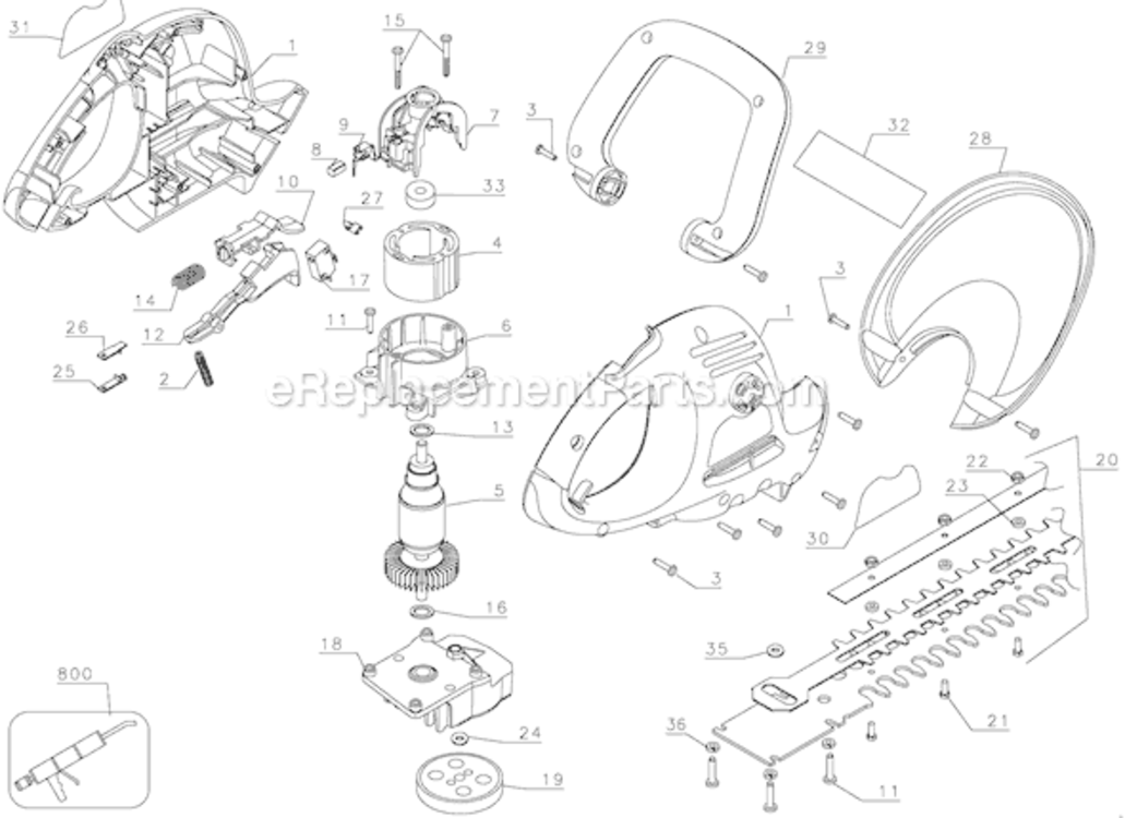 Page A Diagram and Parts List for HT2200 Type 2 Black and Decker Hedge Trimmer